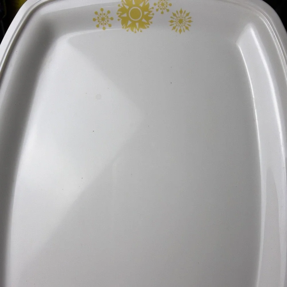 Vintage Litton Micro-Browner Microwave Browning Dish Tray Yellow Floral 8x11.5